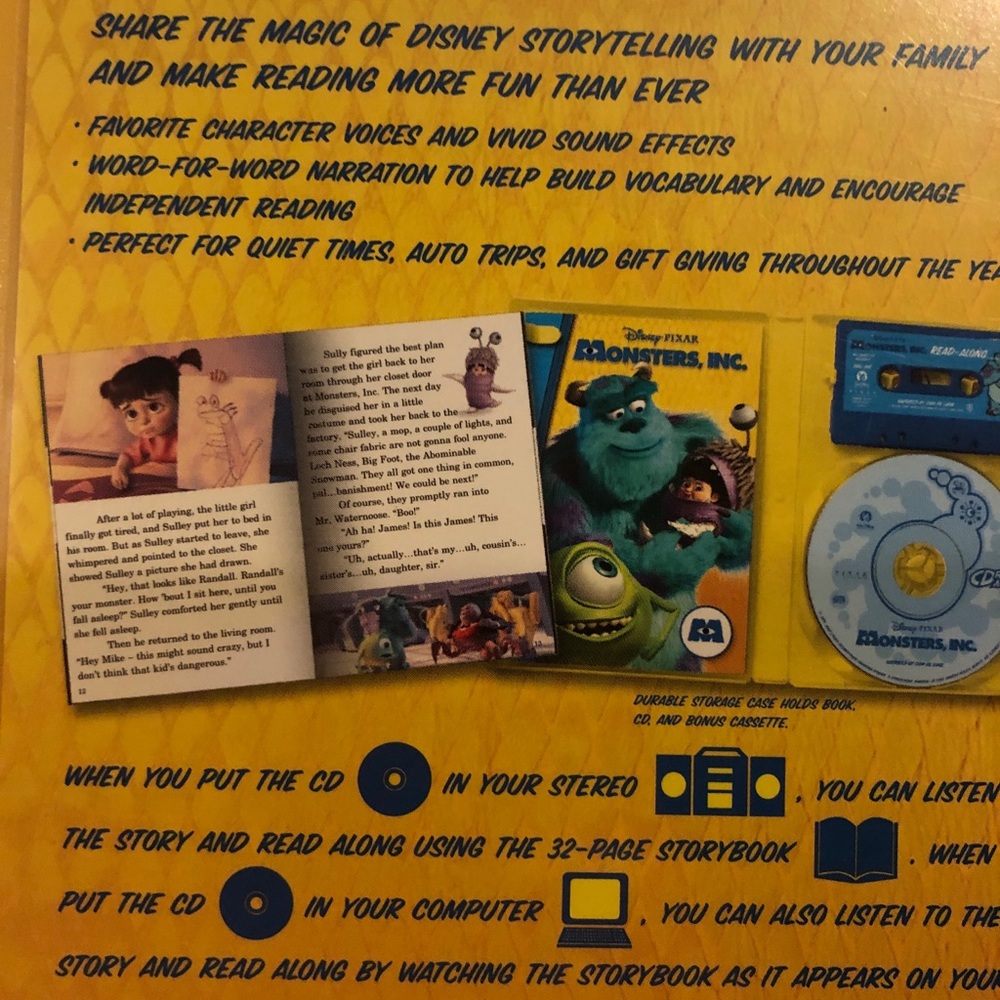 Read A Long Disney Pixar Monsters Inc. CD Read-along! Cassette - Picture 4 of 8